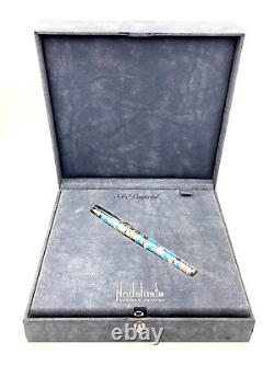 2003 S. T. Dupont Limited Edition Andalusia Platinum Turquoise Fountain Pen 18k M