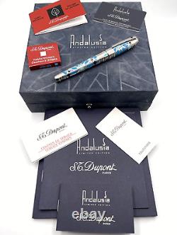 2003 S. T. Dupont Limited Edition Andalusia Platinum Turquoise Fountain Pen 18k M