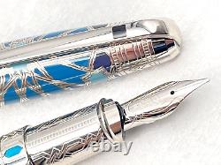 2003 S. T. Dupont Limited Edition Andalusia Platinum Turquoise Fountain Pen 18k M