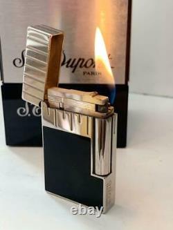 DuPont Gas Lighter Line 2 Silver Black Mirror Finish Limited Edition