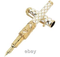 DuPont Versailles Fountain Pen 18K Gold Nib Limited 1686/1686 Gold White