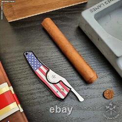 Les Fines Lames Le Petit Cigar Cutter Folding Knife USA Flag Limited Edition