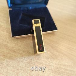 Lighter Dupont Black Laque De Chine Gold Plated LIMITED EDITION Chinese letter