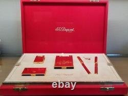 Limited Edition S. T. Dupont Teatro Red Lacquer Five Piece Collector Set #98/250