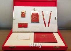 Limited Edition S. T. Dupont Teatro Red Lacquer Five Piece Collector Set #98/250