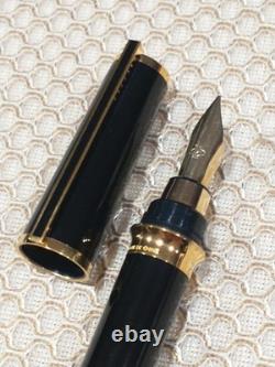 Oversized St Dupont 24k Gp Trim 18k 750 Solid Gold Fine Nib Vintage Fountain Pen