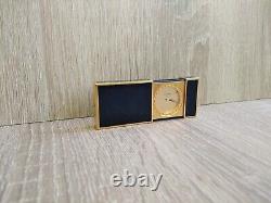 Rare Vintage S T Dupont Black Lacquer De Chine Gold Plated Travel Alarm Clock