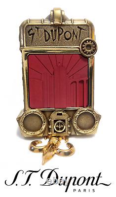 S. T. Dupont 16065 Metropolis Prestige Solid Yellow Bronze and Red Logo Lighter