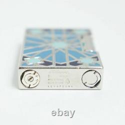 S. T. Dupont Gas Lighter Line 2 Silver x Turquoise Blue Andalusia Limited edition