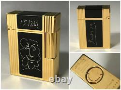 S. T. Dupont Gas Lighter PICASSO LIMITED EDITION Black Gold White Rectangle lg3532