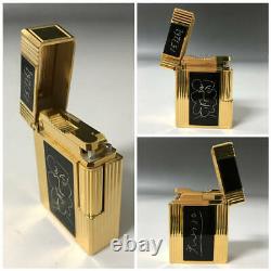 S. T. Dupont Gas Lighter PICASSO LIMITED EDITION Black Gold White Rectangle lg3532