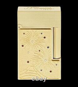 S. T. Dupont Gold Firework Line 2 Perfect Ping Haute Lighter, C16450, New In Box