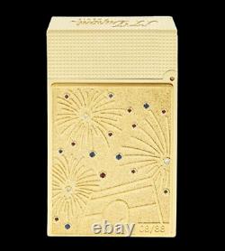 S. T. Dupont Gold Firework Line 2 Perfect Ping Haute Lighter, C16450, New In Box