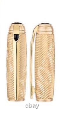 S. T. Dupont James Bond 007 Gold Guilloche Fountain Pen, 410047, New In Box