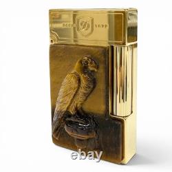 S. T. Dupont LINE 2 Falcon Tiger Eye Limited Edition Gold Gas Lighter 003/288