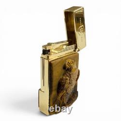 S. T. Dupont LINE 2 Falcon Tiger Eye Limited Edition Gold Gas Lighter 003/288