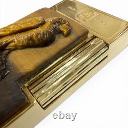 S. T. Dupont LINE 2 Falcon Tiger Eye Limited Edition Gold Gas Lighter 003/288