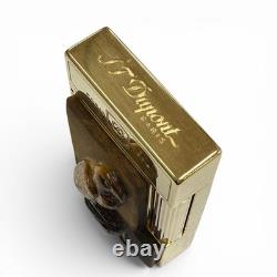 S. T. Dupont LINE 2 Falcon Tiger Eye Limited Edition Gold Gas Lighter 003/288