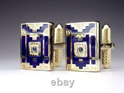 S. T. Dupont Nuevo Mundo Model Cufflinks 046/200 limited Edition Gold/Blue F/S