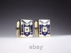 S. T. Dupont Nuevo Mundo Model Cufflinks 046/200 limited Edition Gold/Blue F/S