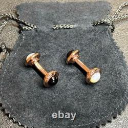 S. T. Dupont Reversible Cufflinks Pearl Shell Onyx Gold Limited Edition