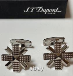 S. T. Dupont Silver W Cross Cufflinks Unused Limited Edition