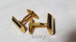 S. T. Dupont W Line Emblem Square Cufflinks Black/Gold Limited Edition Used