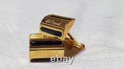 S. T. Dupont W Line Emblem Square Cufflinks Black/Gold Limited Edition Used
