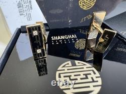 S. T. Dupont limited edition shanghai diamonds lacquer & goldtone cufflinks france