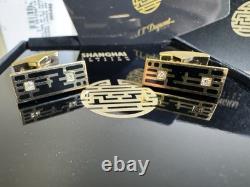 S. T. Dupont limited edition shanghai diamonds lacquer & goldtone cufflinks france