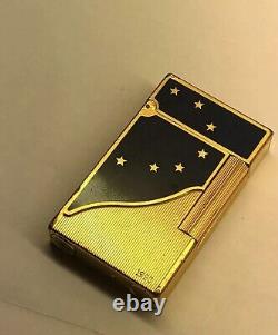 ST DUPONT EUROPA Line 2 Limited Edition Gold Lighter Blue Lacquer 1993