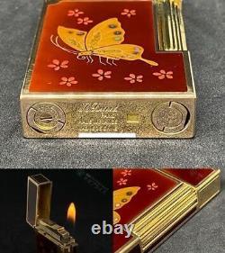 ST Dupont Gas Lighter Genuine Gold Lacquer Line 2 Butterfly Limited Edition
