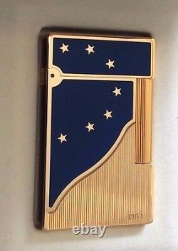 St Dupont Europa Linge 2 Line 2 Limited Edition Gold Lighter Blue Lacquer 1993