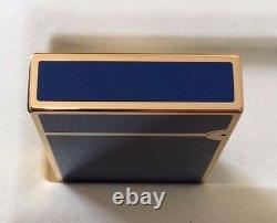 St Dupont Europa Linge 2 Line 2 Limited Edition Gold Lighter Blue Lacquer 1993