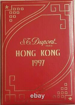 St Dupont Ligne Line 2 Hong Kong Limited Edition Lighter Gold W Red Lacquer 1997
