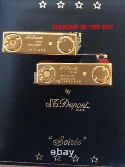 St Dupont Pg Matching Set Line 2 Limited Edition Lighters Gold Black White #167