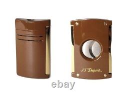 St Dupont Shiny Brown & Gold Maxijet Cutter 003409 3409 Limited Edition