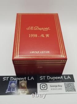 St Dupont Tiger Limited Edition Line Ligne 2 Gold Lighter Only 999 Made 1998