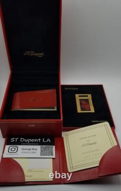 St Dupont Tiger Limited Edition Line Ligne 2 Gold Lighter Only 999 Made 1998