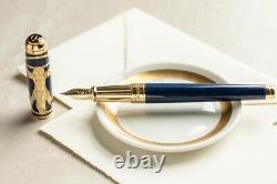 St Dupont Vitruvian Man Limited Edition Fountain Pen Blue Lacquer W Gold 410040l