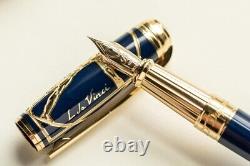 St Dupont Vitruvian Man Limited Edition Fountain Pen Blue Lacquer W Gold 410040l