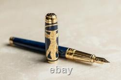 St Dupont Vitruvian Man Limited Edition Fountain Pen Blue Lacquer W Gold 410040l