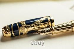 St Dupont Vitruvian Man Limited Edition Fountain Pen Blue Lacquer W Gold 410040l