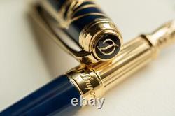 St Dupont Vitruvian Man Limited Edition Fountain Pen Blue Lacquer W Gold 410040l