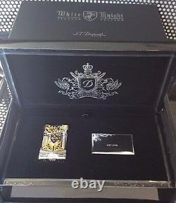 St Dupont White Knight Prestige Limited Edition Linge Line 2 Gold Lighter Lacque