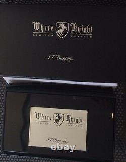 St Dupont White Knight Prestige Limited Edition Linge Line 2 Gold Lighter Lacque