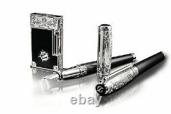 St Dupont Wild West Fountain Pen Limited Edition Platinum Black & Meteor Lacquer