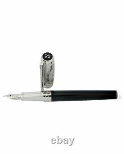 St Dupont Wild West Fountain Pen Limited Edition Platinum Black & Meteor Lacquer