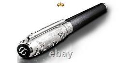 St Dupont Wild West Fountain Pen Limited Edition Platinum Black & Meteor Lacquer