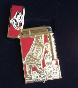 St Dupont Year Of The Goat Linge Line 2 Limited Edition Gold Lighter Red Lacquer